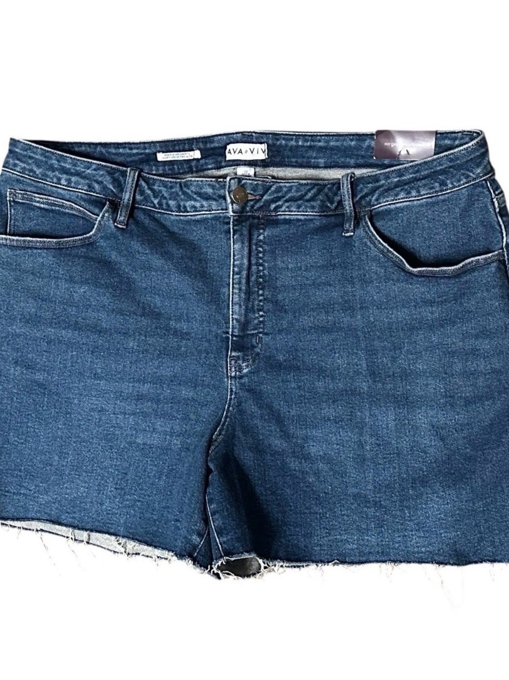 Ava & Viv Cut-Off High-rise Shorts Womens Blue Denim  Size 22 F26